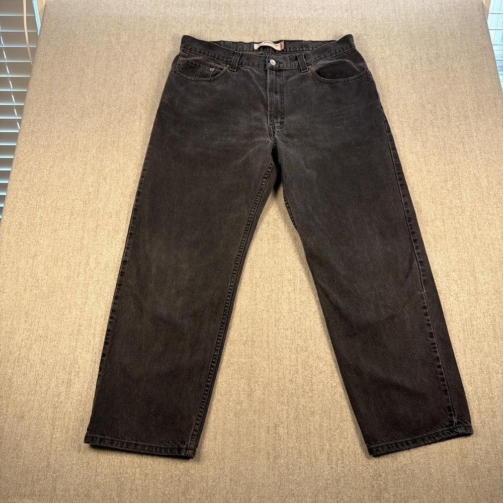 Levis 550 Jeans Mens 38x30 Black Relaxed Fit Distressed Denim